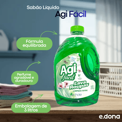 Sabão Líquido 3L Agi Fácil Limpeza Total - e - dona