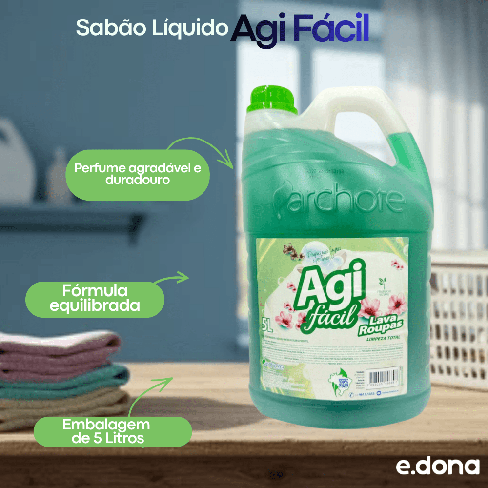 Sabão Líquido 5L Agi Fácil Limpeza Total - e - dona