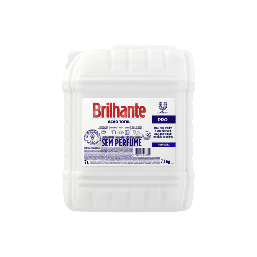 Sabão Líquido Brilhante Ação Total Sem Perfume 7 Litros - e - dona