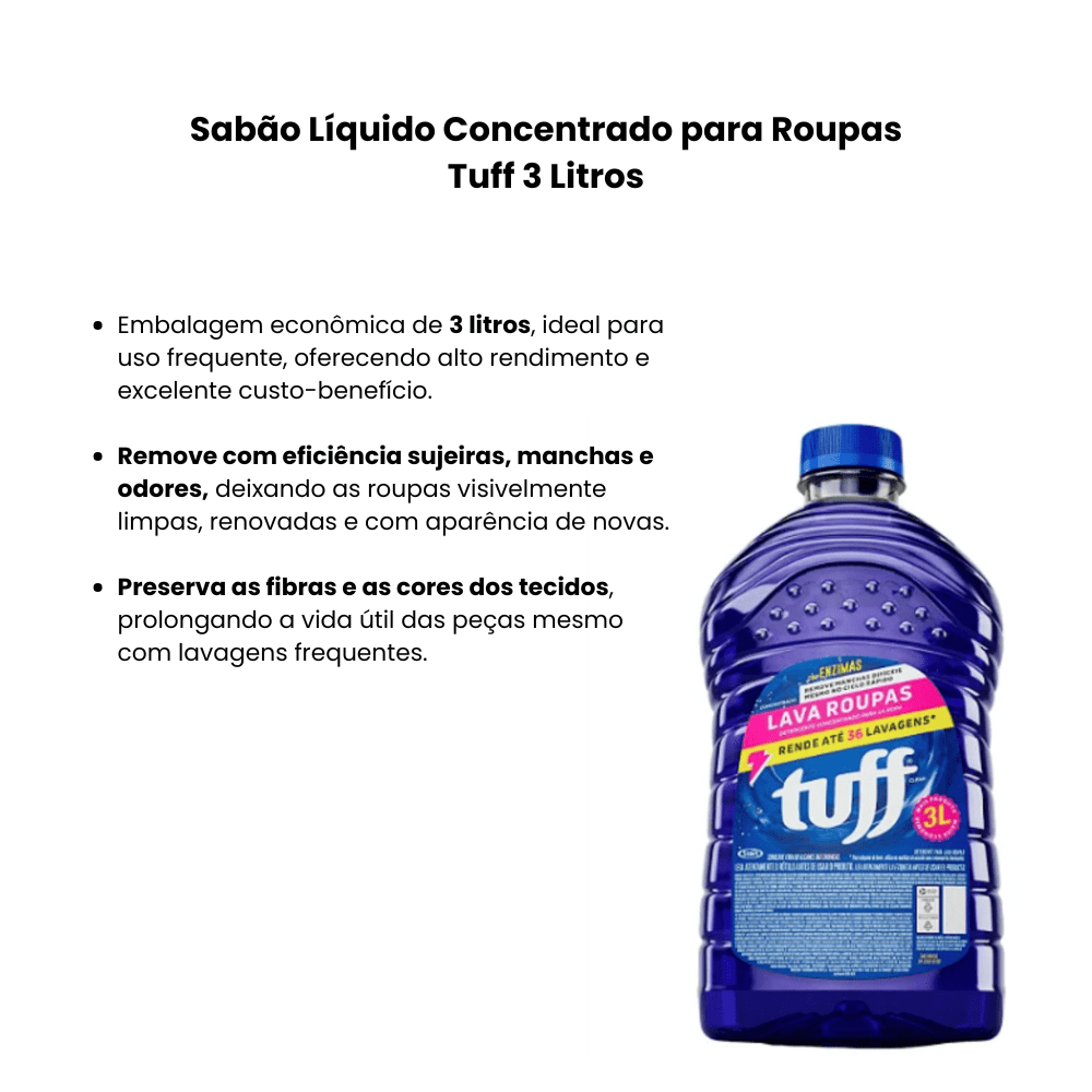 Sabão Líquido Concentrado para Roupas Tuff 3 Litros - e - dona