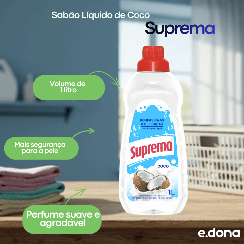 Sabão Líquido de Coco Suprema 1 Litro - e - dona