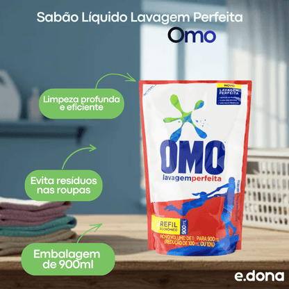 Sabão Líquido Lavagem Perfeita Omo Refil 900ml - e - dona