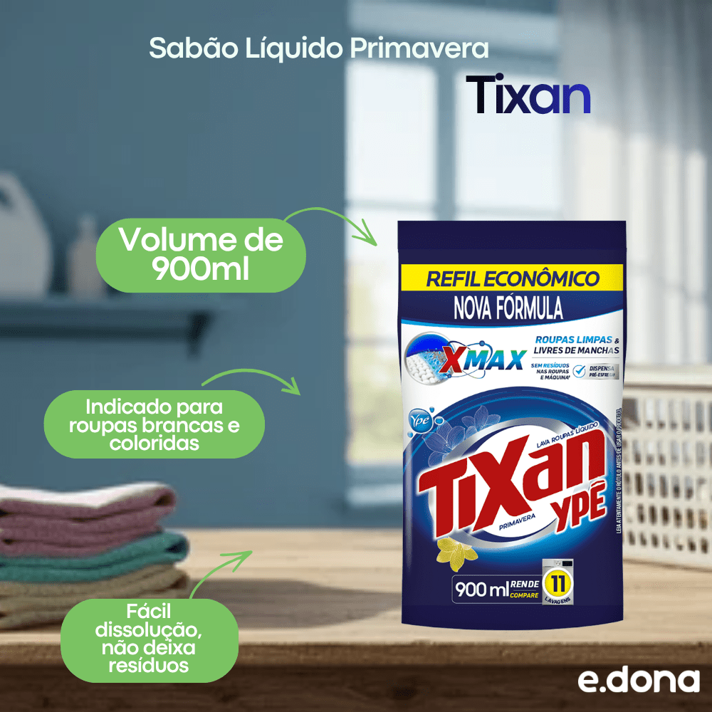 Sabão Líquido Tixan Primavera 900ml - e - dona