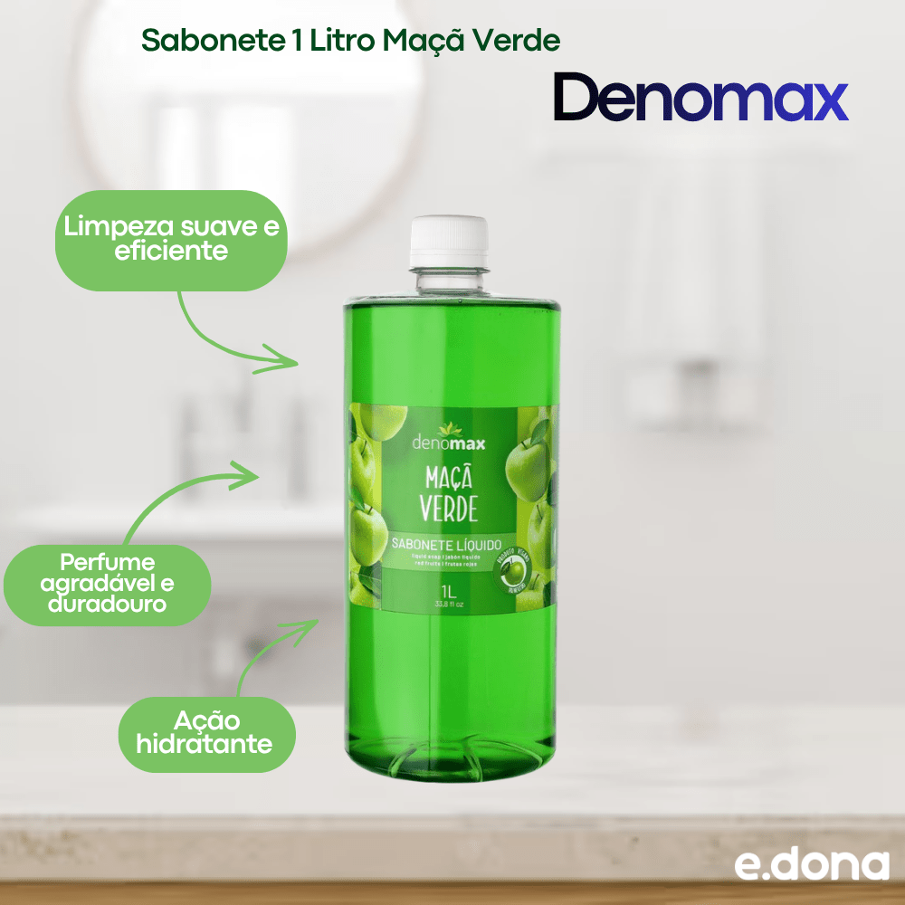 Sabonete 1 Litro Maçã Verde Denomax - e - dona