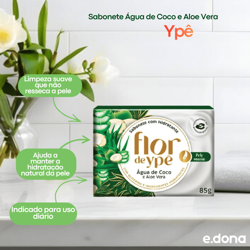 Sabonete Água de Coco e Aloe Vera Ypê 85g - e - dona