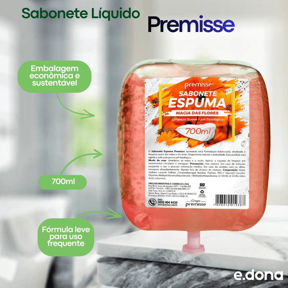 Sabonete Espuma Magia das Flores Premisse Refil de 700ml - e - dona