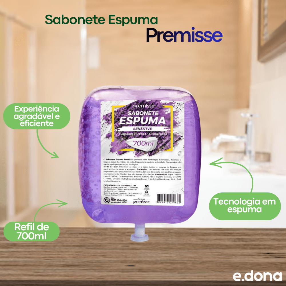 Sabonete Espuma Sensitive Premisse Refil 700ml - e - dona