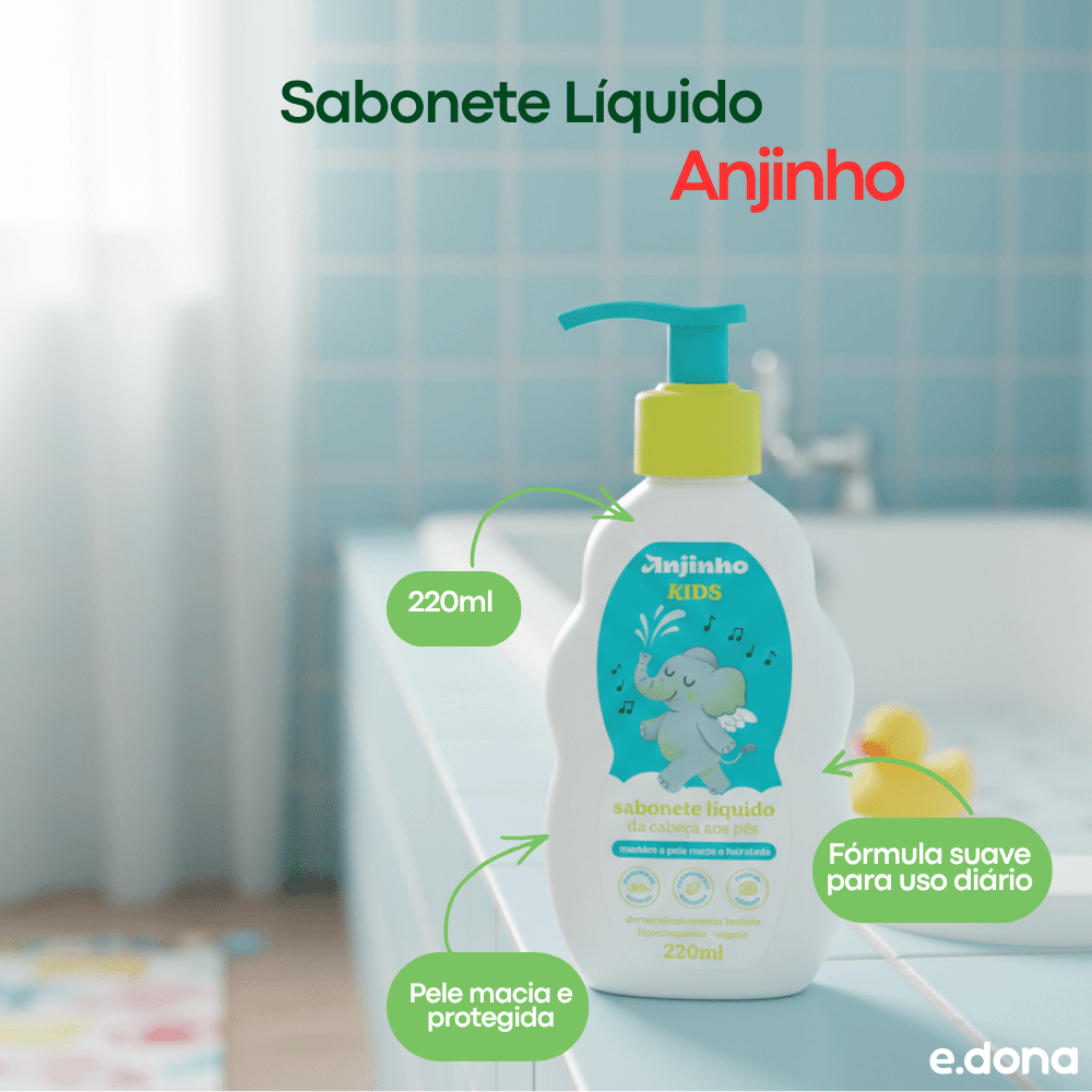 Sabonete Líquido 220ml Anjinho Kids - e - dona