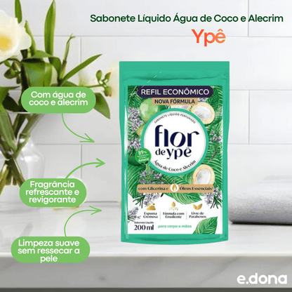 Sabonete Líquido Água de Coco e Alecrim Ypê 200ml - e - dona