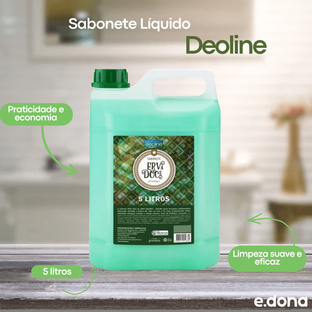 Sabonete Líquido Erva doce Deoline 5 litros - e - dona