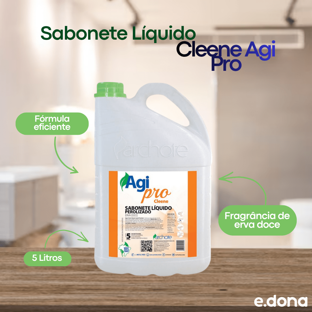 Sabonete Líquido Erva Doce Verde Perolado Cleene Agi Pro 5 Litros - e - dona