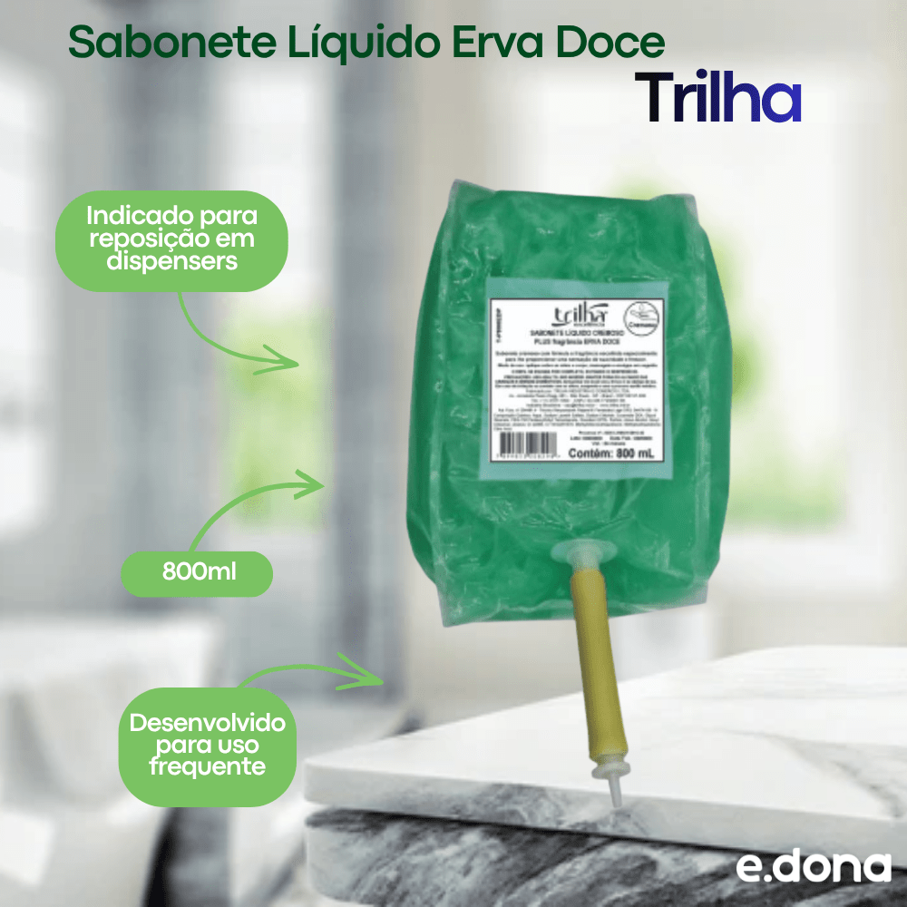 Sabonete Líquido Erva Doce Verde Plus Trilha Refil 800ml - e - dona