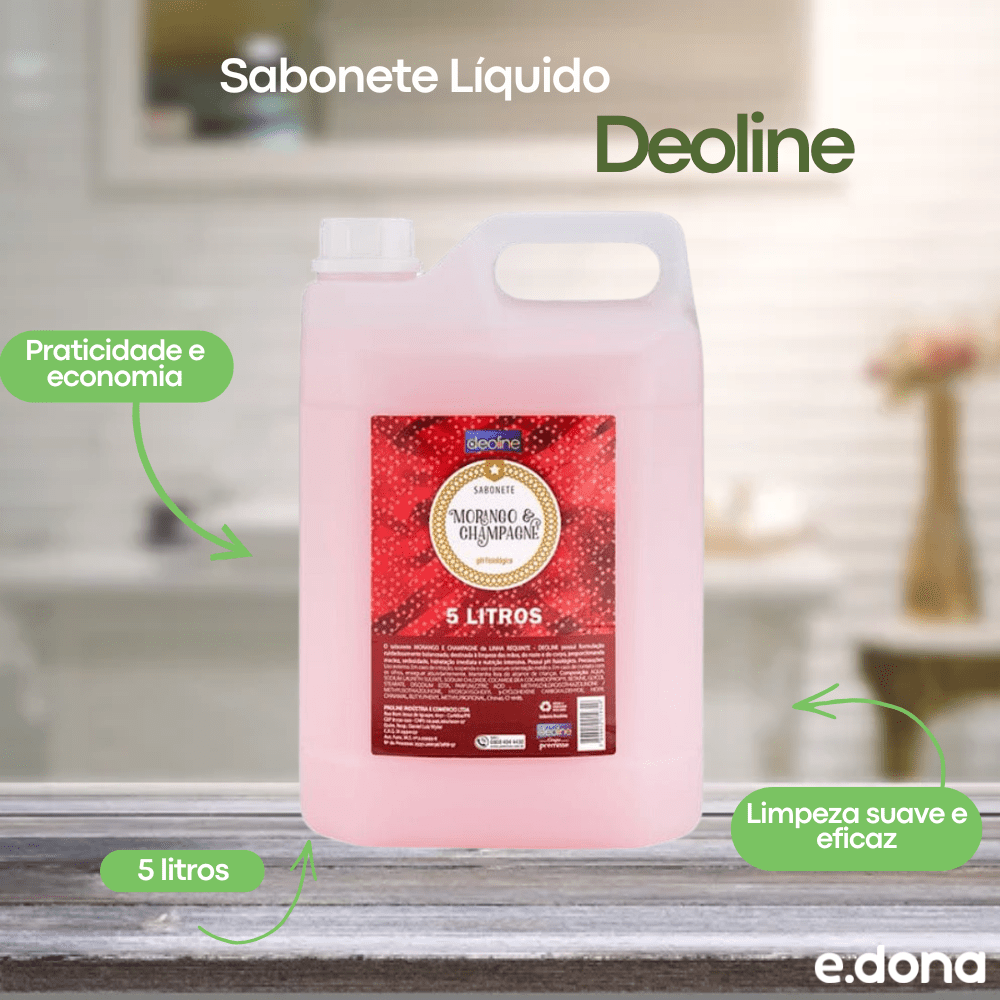 Sabonete Líquido Morango e Champagne Deoline 5 Litros - e - dona