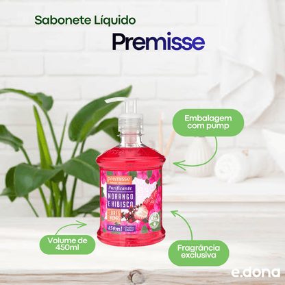 Sabonete Líquido Morango e Hibisco Premisse Pump 450ml - e - dona