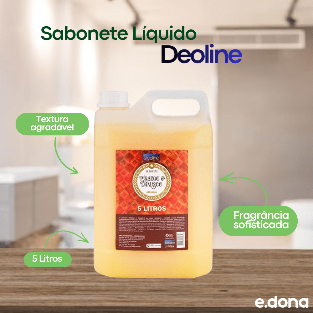 Sabonete Líquido Pêssego e Damasco 5 Litros - Deoline - e - dona
