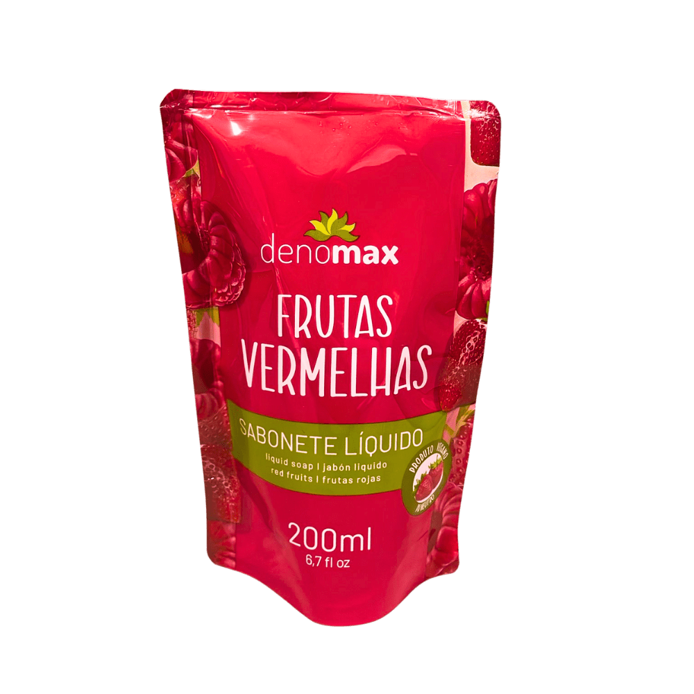 Sabonete Líquido Sachê Frutas Vermelhas Denomax 200ml - e - dona