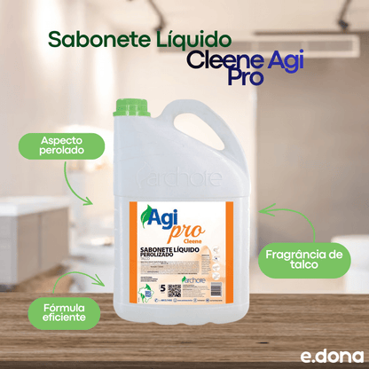 Sabonete Líquido Talco Perolado Cleene Agi Pro 5 Litros - e - dona