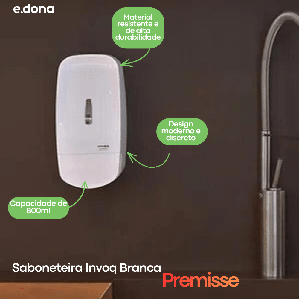 Saboneteira Invoq Branca 800ml Premisse - e - dona