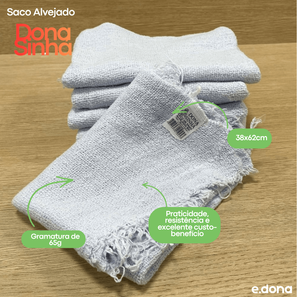 Saco Alvejado 38x62cm Dona Sinhá 65g - e - dona
