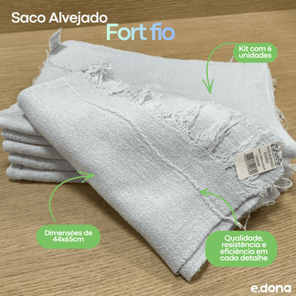 Saco Alvejado 44x65cm Fort fio 110g - e - dona