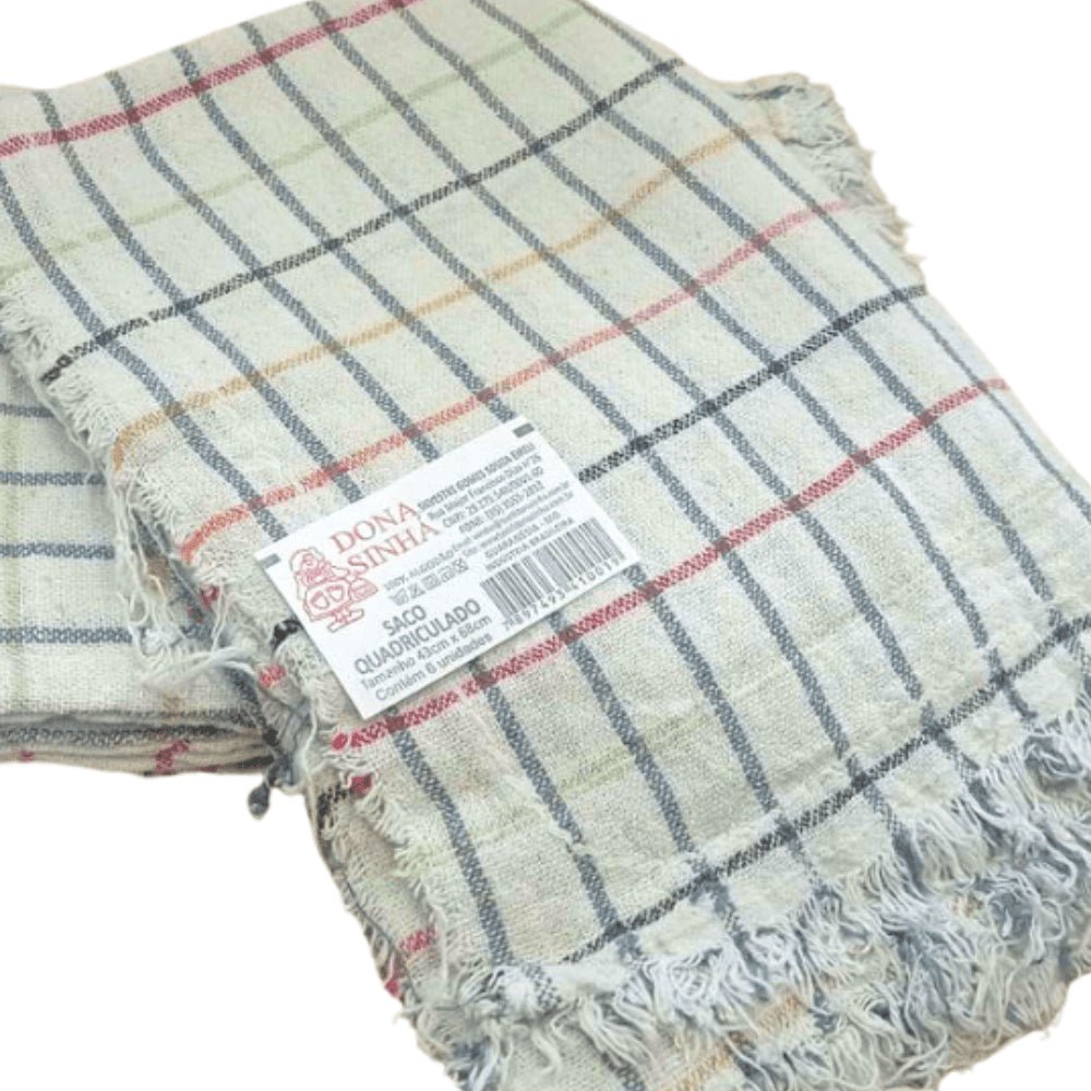 Saco Alvejado Quadriculado Dona Sinhá 43x68cm 110g com 6 unidades - e - dona