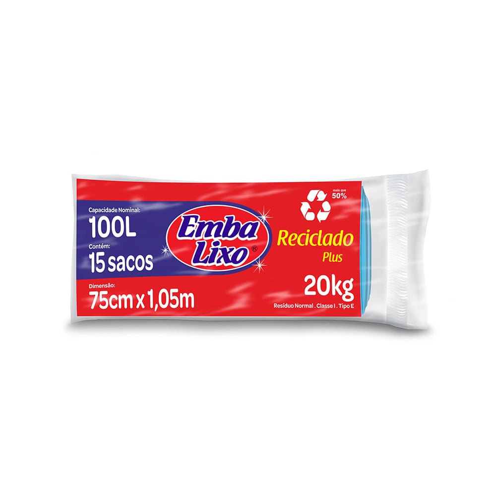 Saco de Lixo 100 litros Azul Embalixo com 15 sacos - e - dona