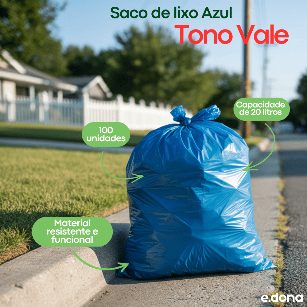 Saco de Lixo 20 Litros Azul Tono Vale - e - dona