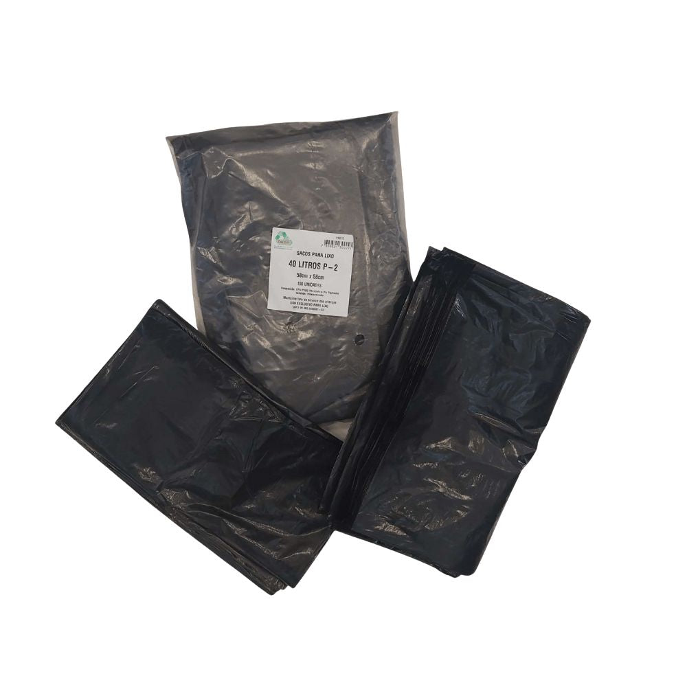 Saco de lixo 40 litros Preto P2 Tono Vale com 100 unidades - e - dona