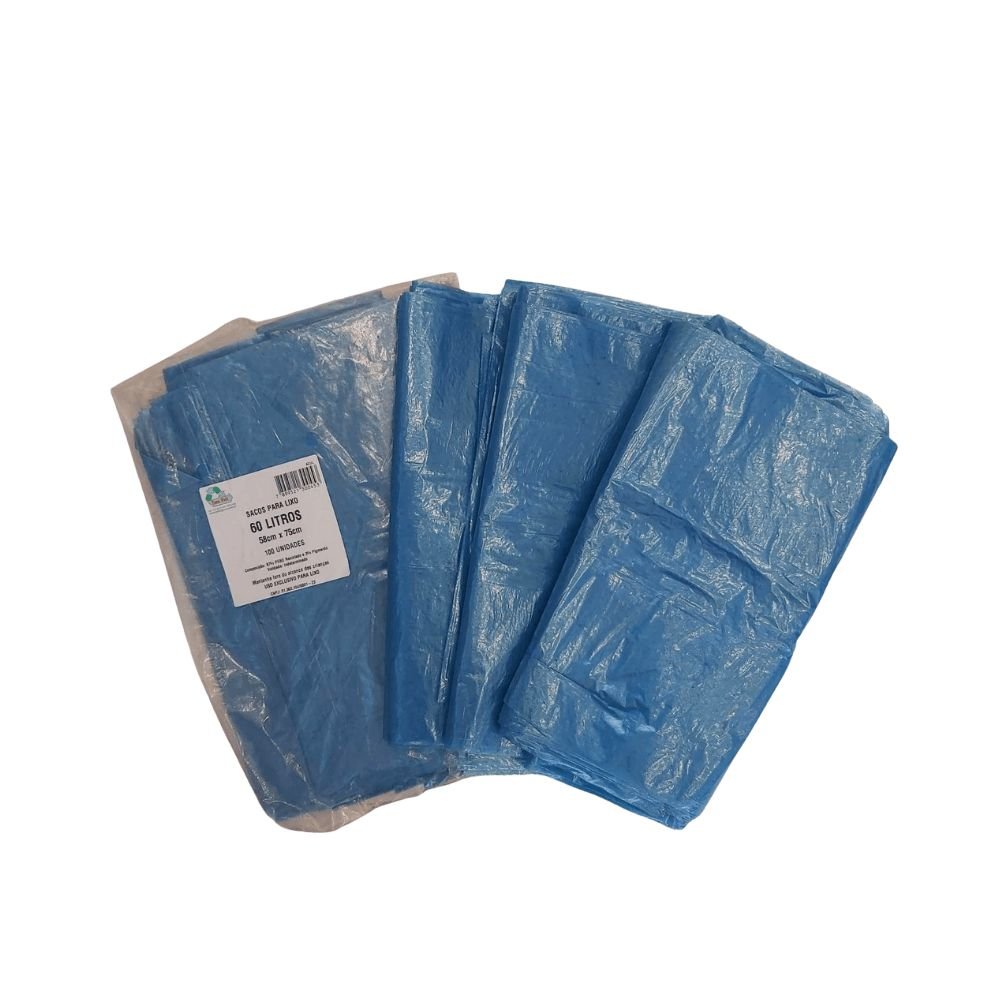 Saco de lixo 60 litros Azul Tono Vale com 100 unidades - e - dona