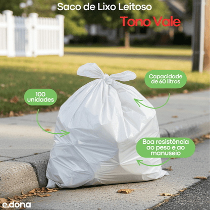 Saco de lixo 60 litros Leitoso Tono Vale - e - dona