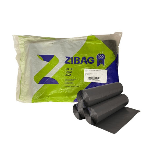 Saco de lixo preto 100 litros Rolo reciclado Econômico Zibag com 100 unidades - e - dona
