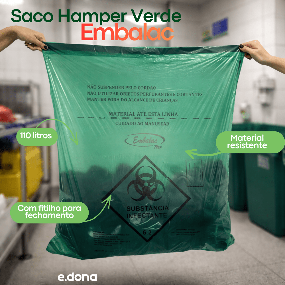 Saco Hamper Verde 110 Litros com Fitilho Embalac - e - dona