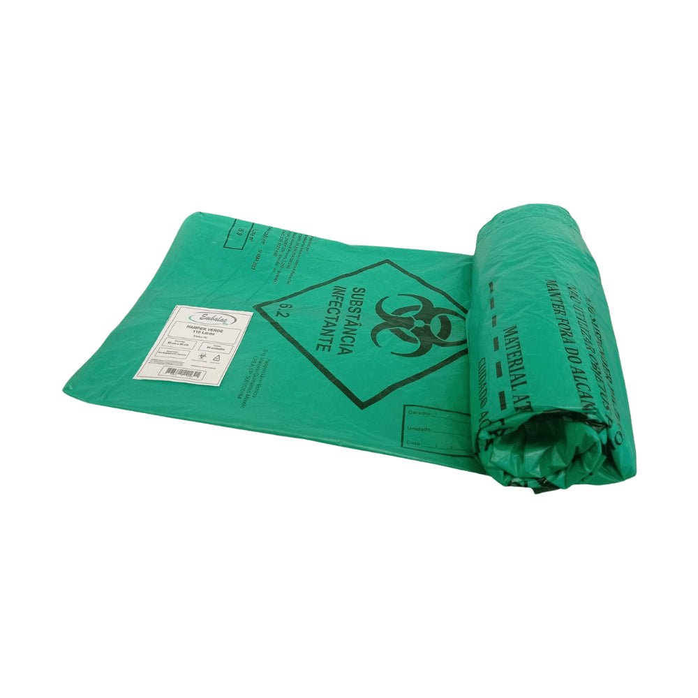 Saco Hamper Verde 110 litros com fitilho Embalac com 50 unidades - e - dona