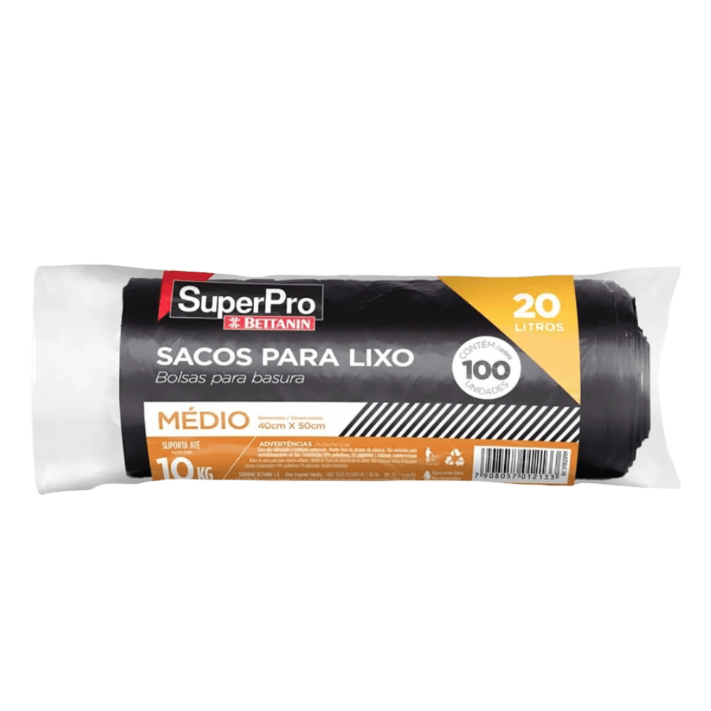 Saco para Lixo 20 Litros Preto Rolo com 100 Unidades Bettanin - e - dona