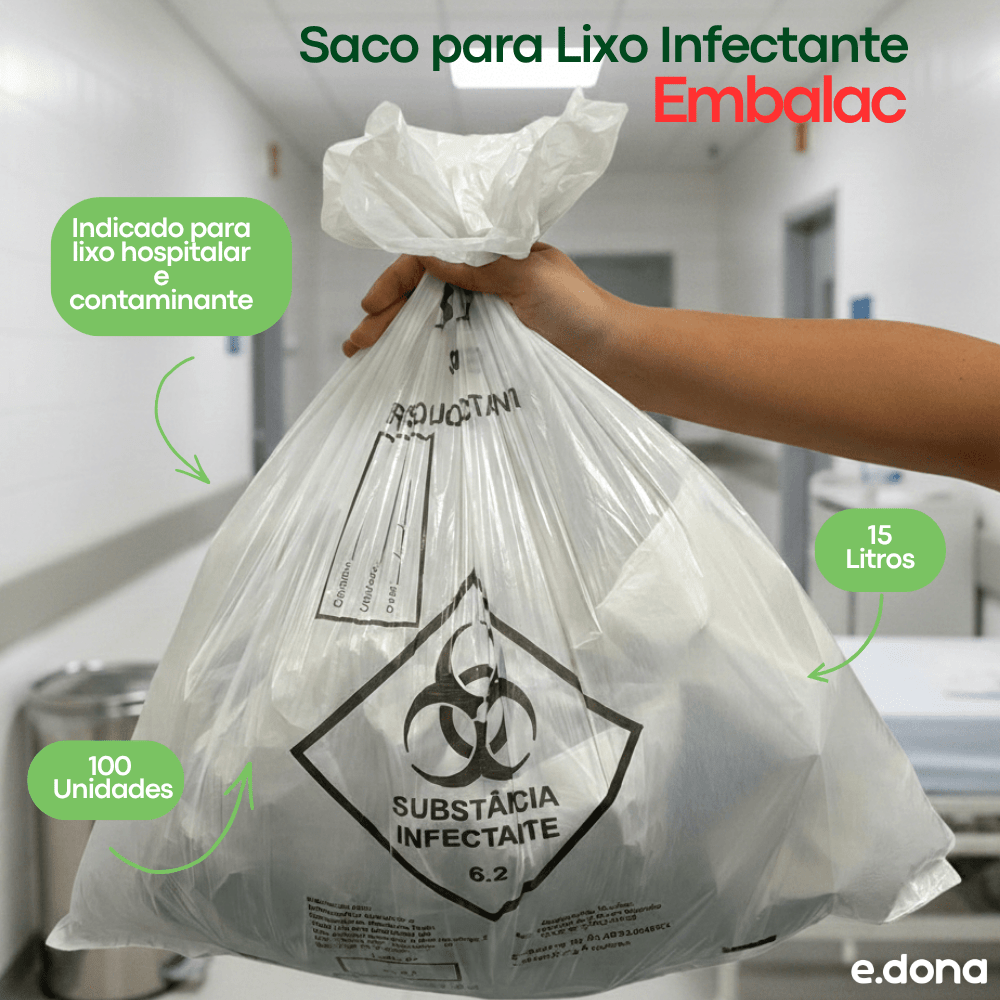 Saco para Lixo Infectante 15 Litros Embalac - e - dona
