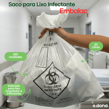 Saco para Lixo Infectante 30 Litros Embalac - e - dona