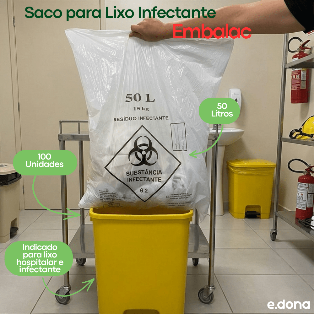 Saco para Lixo Infectante 50 Litros Embalac - e - dona