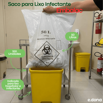 Saco para Lixo Infectante 50 Litros Embalac - e - dona
