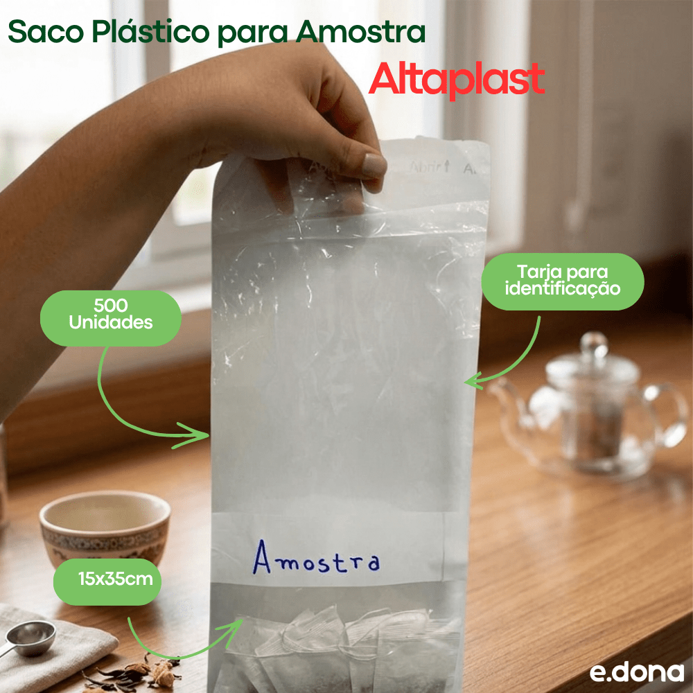 Saco Plástico para Amostra 15x35 com Tarja Altaplast - e - dona