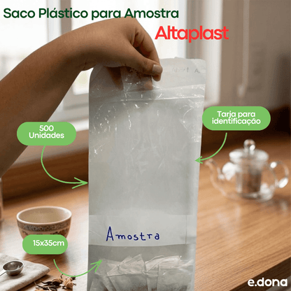 Saco Plástico para Amostra 15x35 com Tarja Altaplast - e - dona