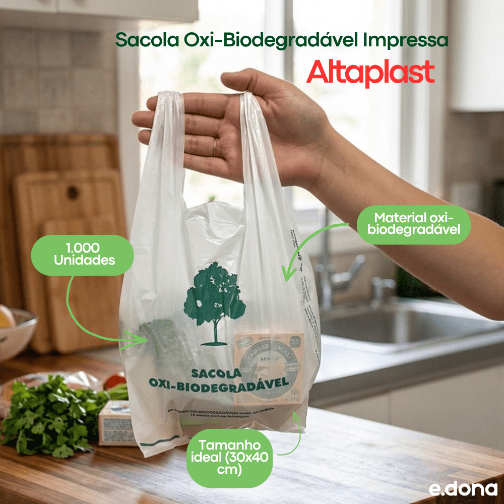 Sacola Oxi - Biodegradável Impressa 30x40 Altaplast - 1.000 Unidades - e - dona