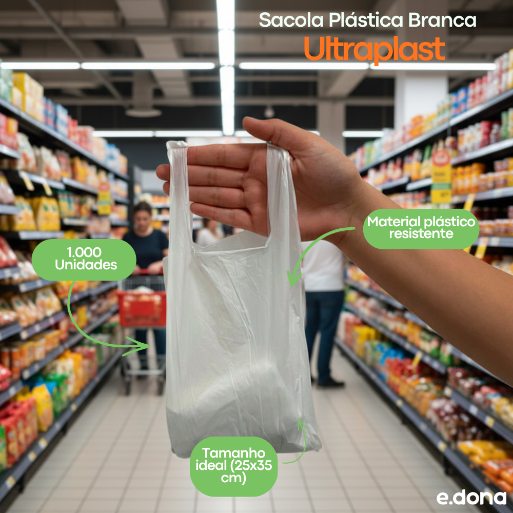 Sacola Plástica Branca 25x35 Ultraplast - e - dona