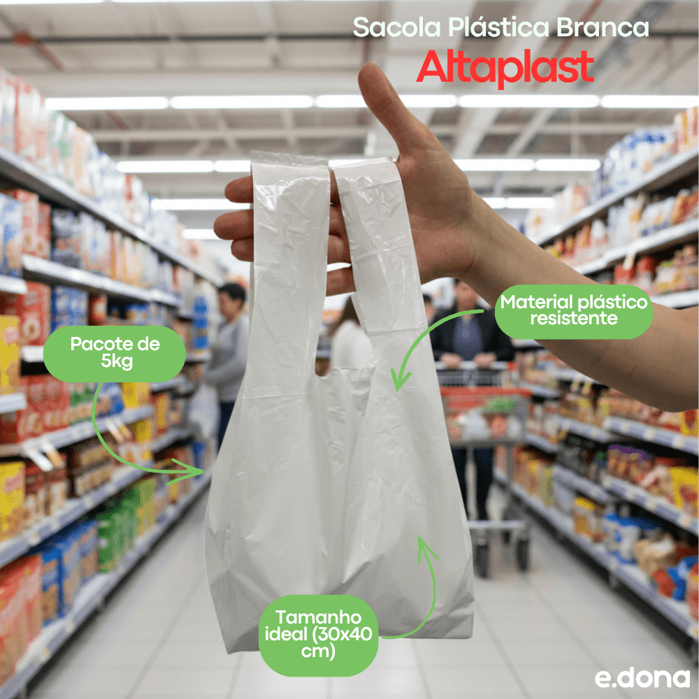 Sacola Plástica Branca 30x40cm Altaplast - Pacote 5kg - e - dona