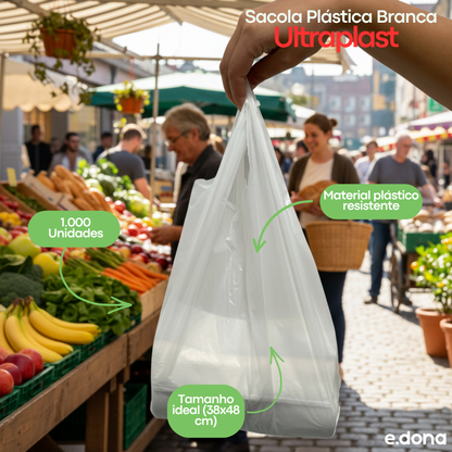 Sacola Plástica Branca 38x48 Ultraplast - e - dona