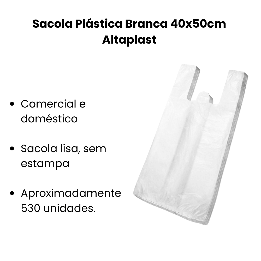 Sacola Plástica Branca 40x50cm Altaplast - Pacote 5kg - e - dona