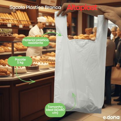 Sacola Plástica Branca 60x80cm Altaplast - Pacote 5kg - e - dona