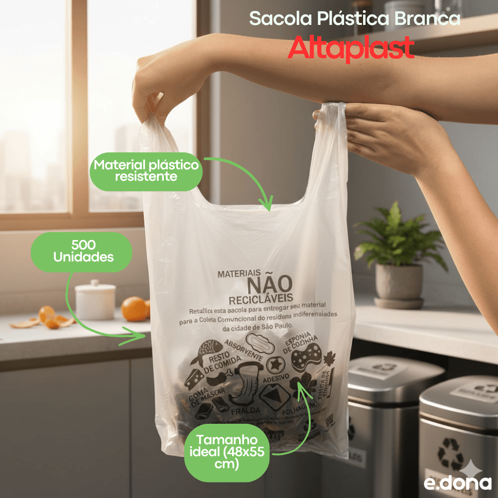Sacola Plástica Padrão Prefeitura Cinza 48x55cm Altaplast - e - dona