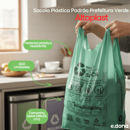Sacola Plástica Padrão Prefeitura Verde 48x55cm Altaplast - e - dona
