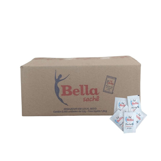 Sal de mesa 0,8g Bella com 2.000 sachês - e - dona