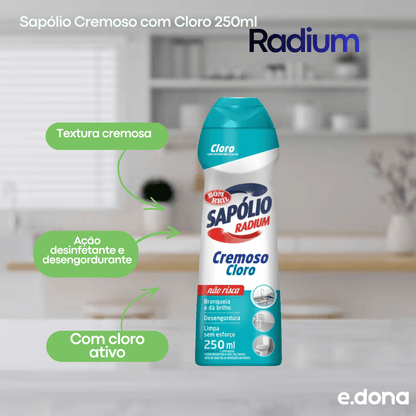 Sapólio Cremoso com Cloro 250ml Radium - e - dona